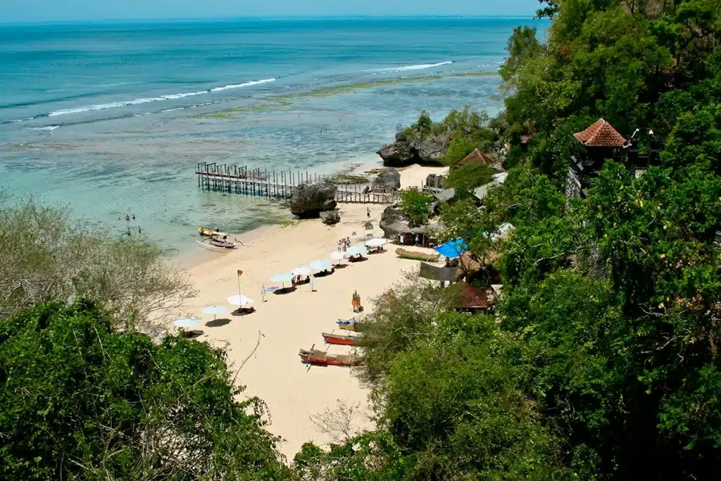 Padang padang Buki Bali, vue du pont