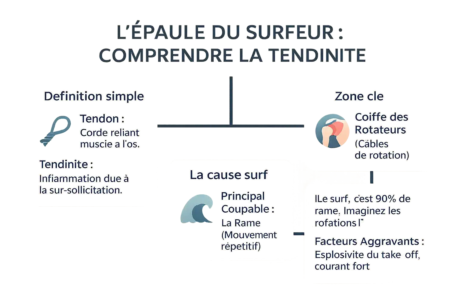 Infographie expliquant les tendons de la coiffe des rotateurs en surf